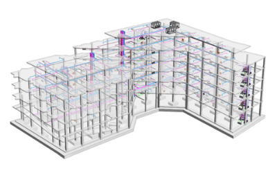 Modelado BIM y simulación 4D para el proyecto de construcción de dos etapas de un edificio de laboratorios de 15.000 m²