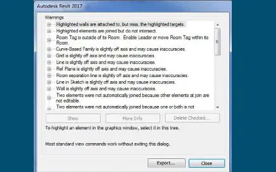 Unresolved warnings in Revit